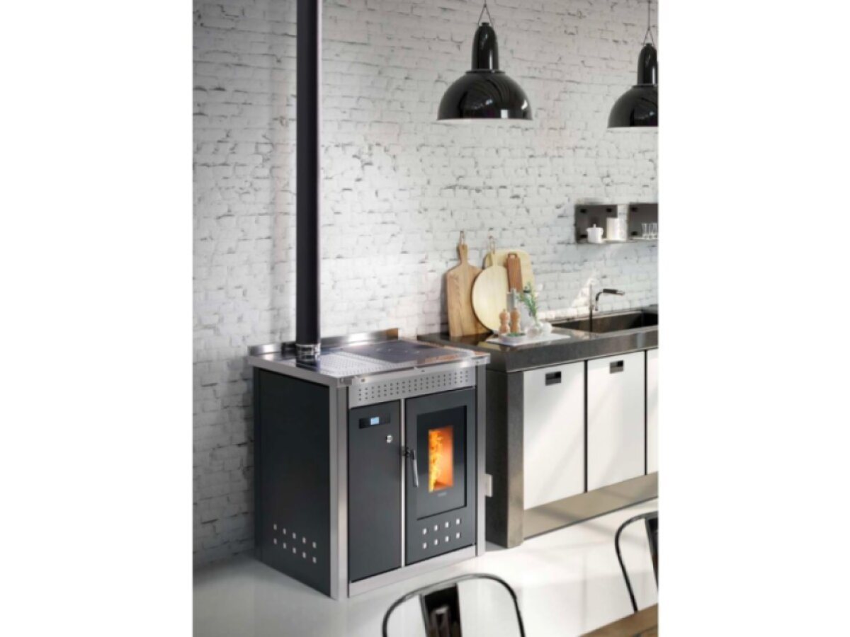 KLOVER STAR 90 INOX - kuchyňský sporák na dřevo, nerezový