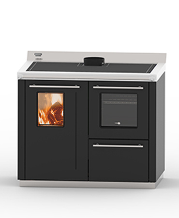 THERMOROSSI BOSKY F30 SQUARE EVO5 "READY TO START" - Kuchyňská kamna na dřevo s teplovodním výměníkem