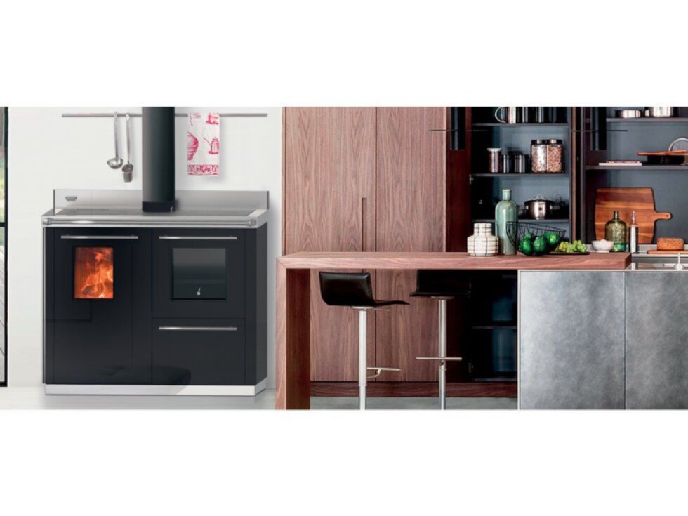 THERMOROSSI BOSKY F30 SQUARE EVO5 "READY TO START" - Kuchyňská kamna na dřevo s teplovodním výměníkem