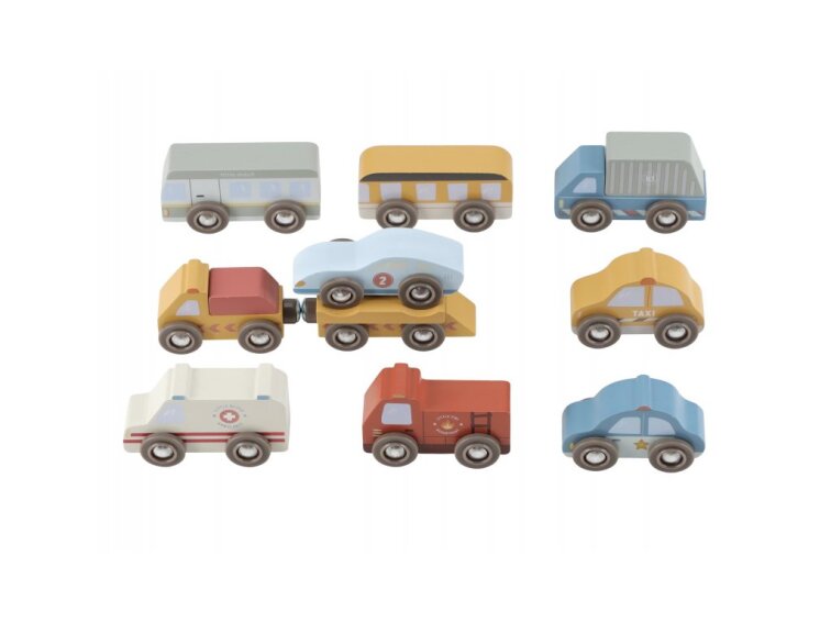 Sada dřevěných autíček