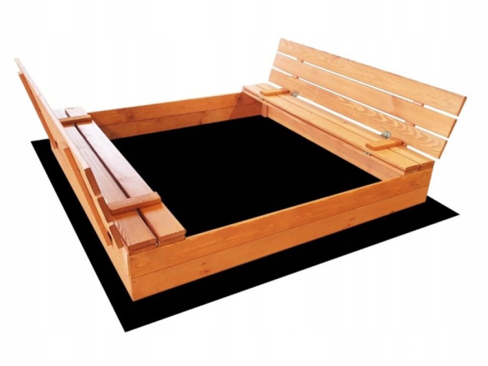 Pískoviště dřevěné s krytem/lavičkami velké předvrtané impregnované premium 140x140 cm