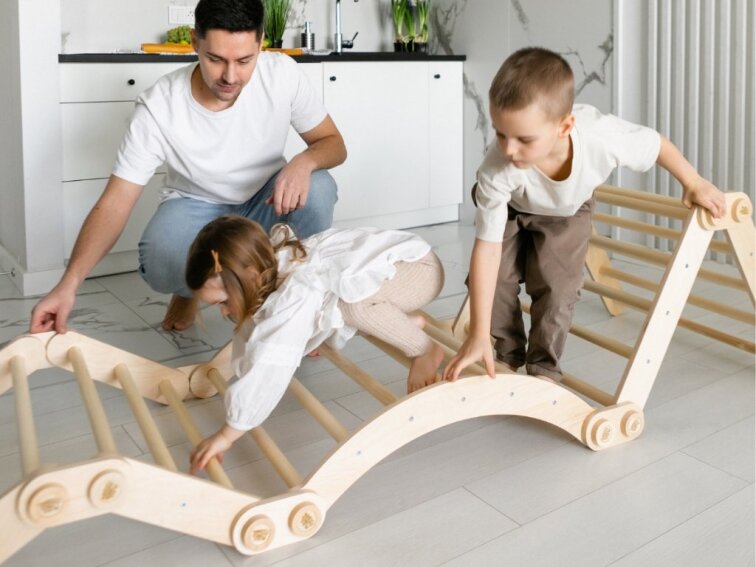 Polohovací prolézačka/žebřiny 2v1 - natur