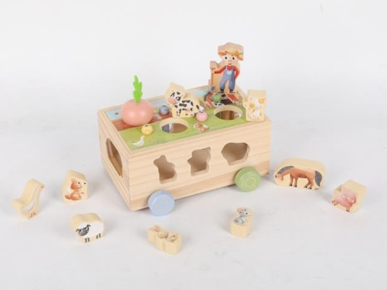 Multifunkční dřevěná pojízdná farma - Zvířátka