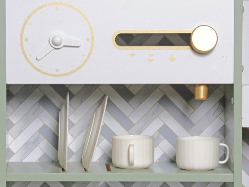 Dětská dřevěná kuchyňka s vodou a párou - zelená