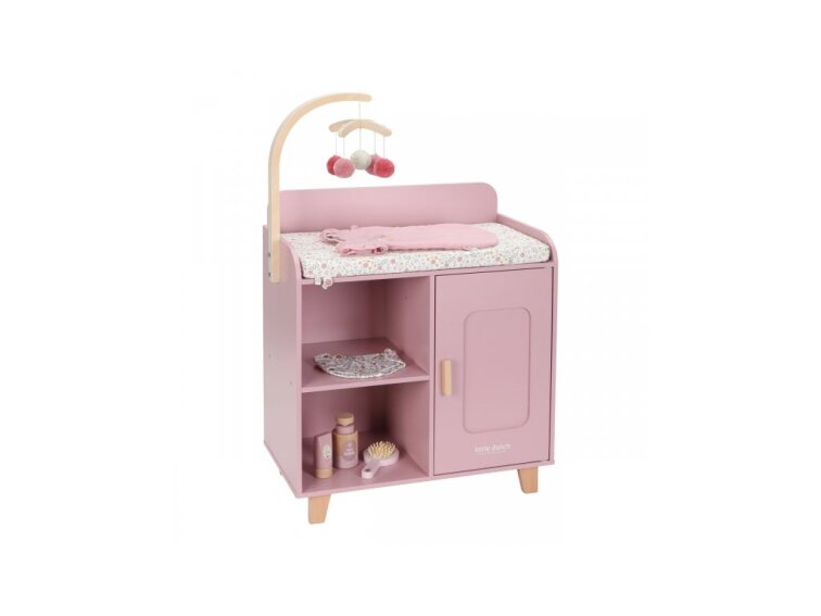 Přebalovací pult pro panenky dřevěný Soft Flowers