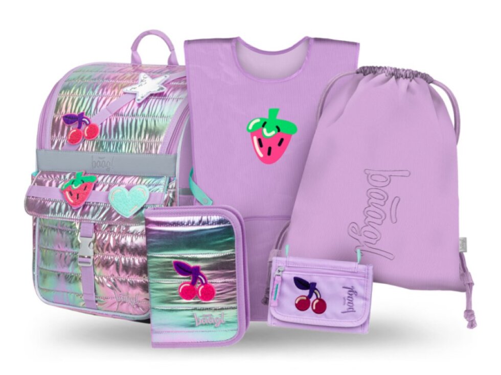 BAAGL SET 5 Zippy Lavender: aktovka, penál, sáček, zástěra, peněženka