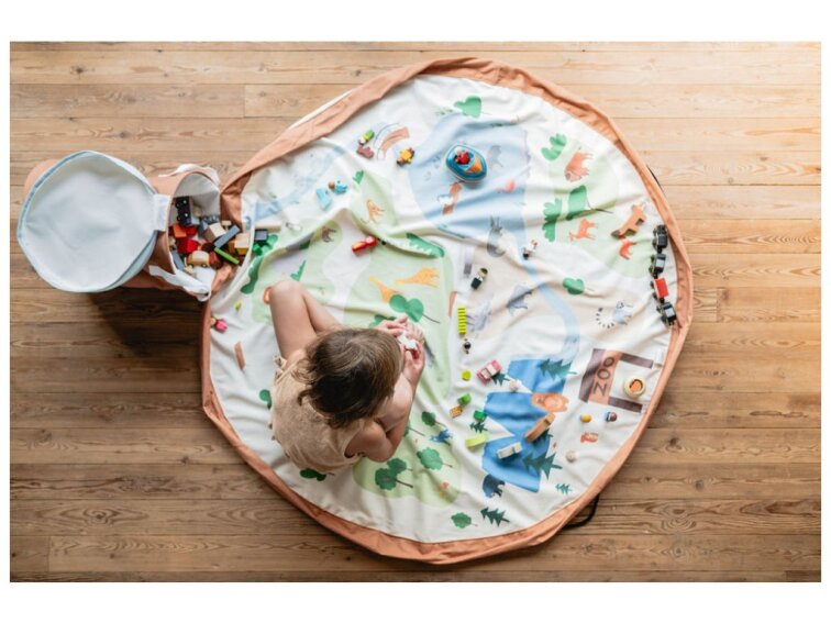 Stahovací vak na hračky a podložka s košem - ZOO