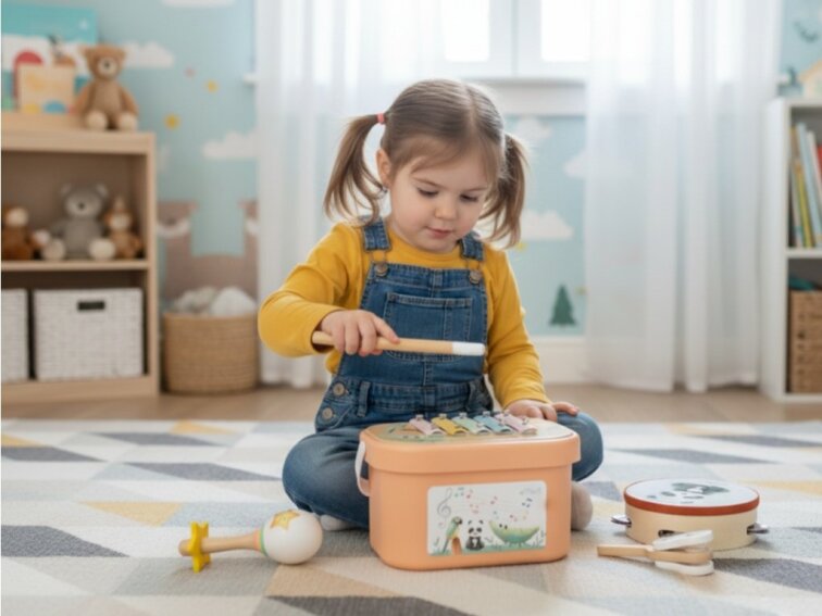Sada dětských hudebních nástrojů v boxu - pastel