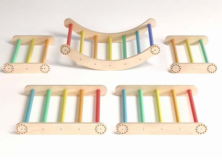 Polohovací prolézačka/žebřiny 2v1 - duha