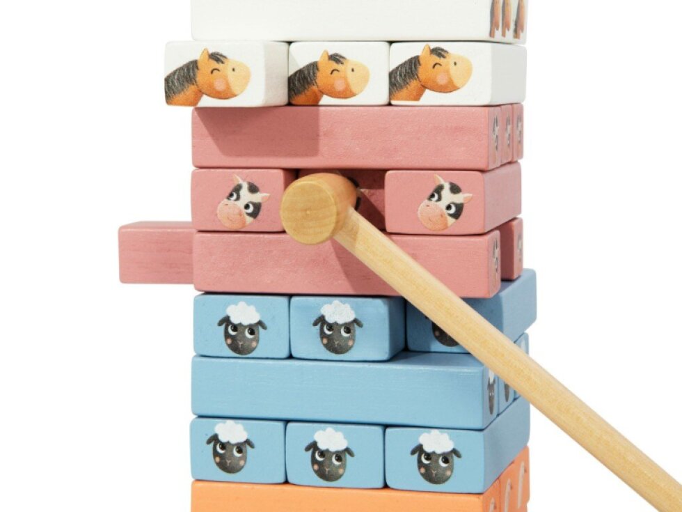 Dřevěná věž Jenga - zvířátka