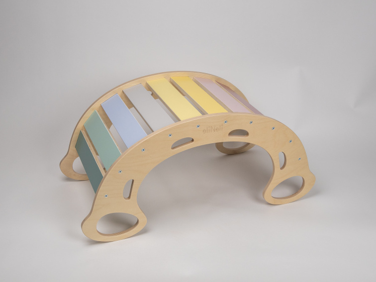 Dřevěná montessori houpačka PRO 5v1 pastel