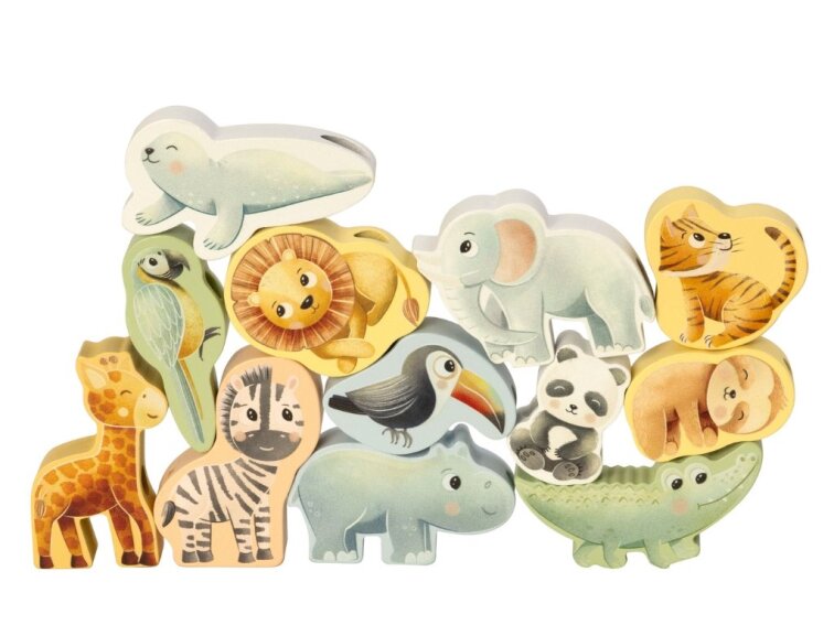 Navlékání korálků - dřevěná zvířátka ze ZOO