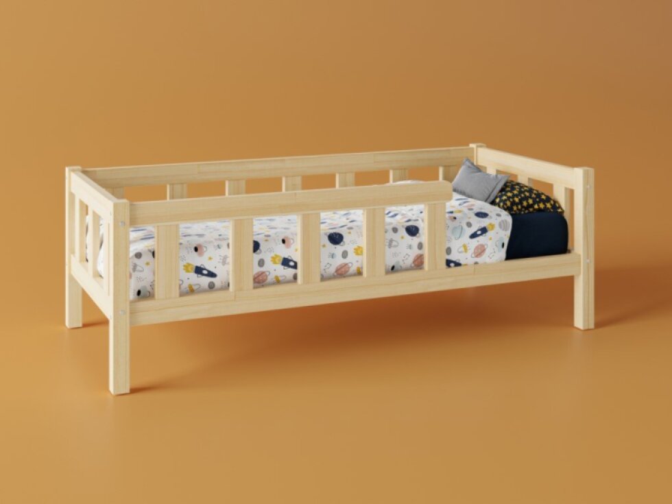 Set - Dětská postel se zábranou (plůtkem) 90x200 cm - na nožkách + matrace