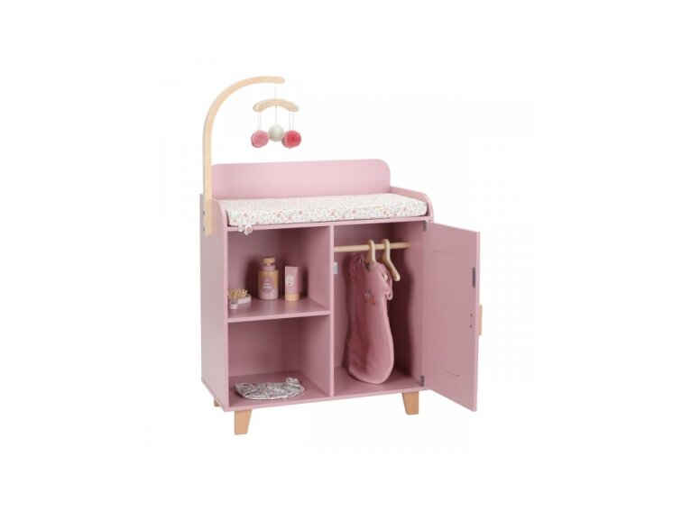 Přebalovací pult pro panenky dřevěný Soft Flowers