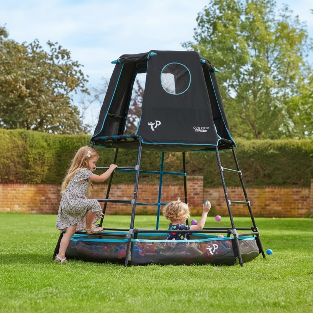 Kovová prolézačka Explorer s hrací plochou černá