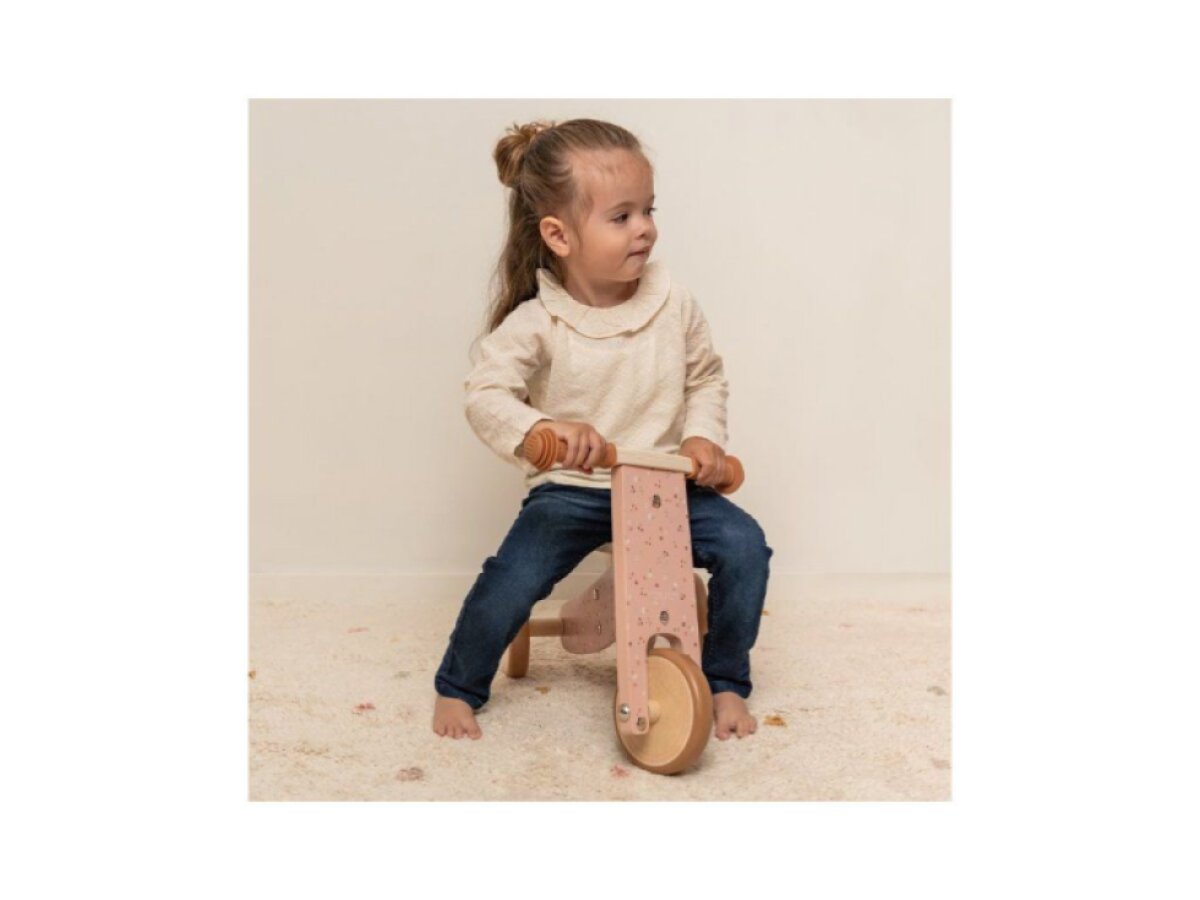 Odrážedlo tříkolka dřevěná - Pink