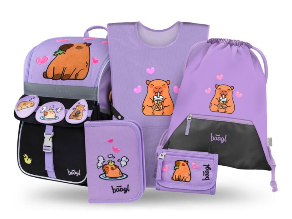 BAAGL SET 5 Zippy Kapybara: aktovka, penál, sáček, zástěra, peněženka