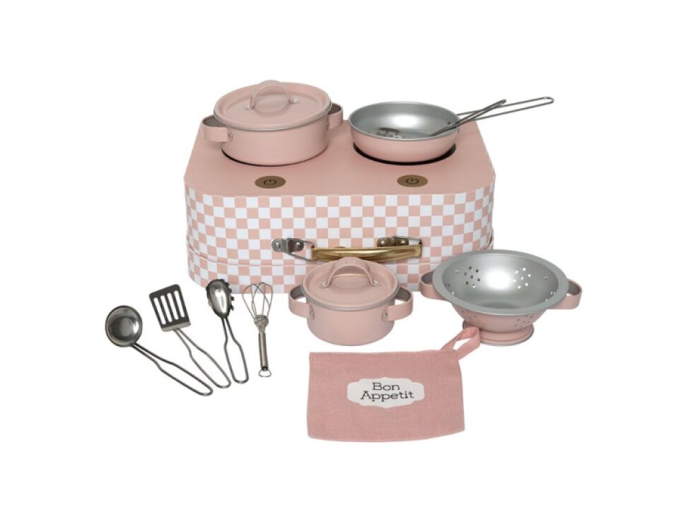 Dětský set na vaření v kufříku - růžový