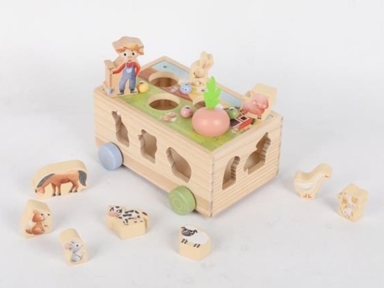 Multifunkční dřevěná pojízdná farma - Zvířátka