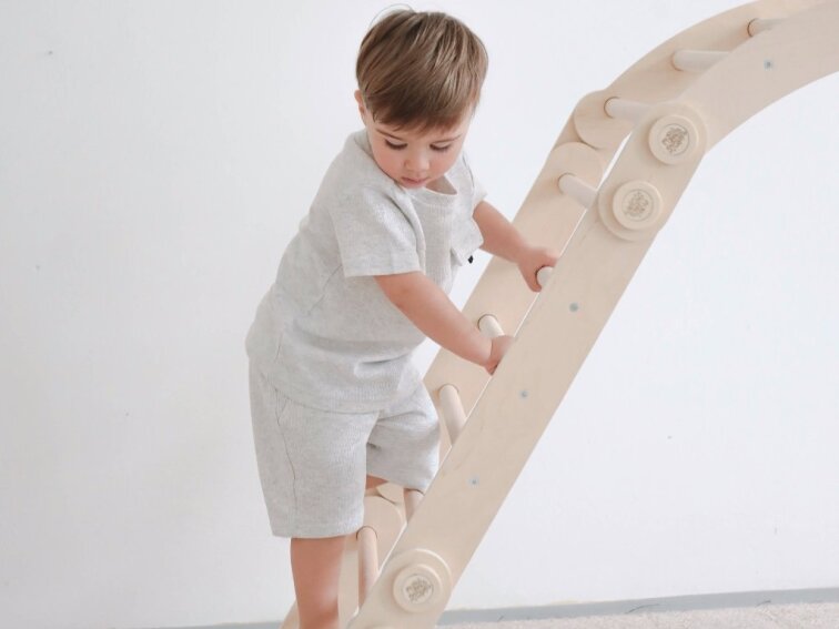 Polohovací prolézačka/žebřiny 2v1 - natur