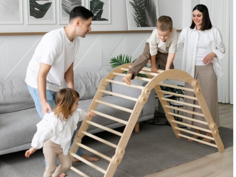 Polohovací prolézačka/žebřiny 2v1 - natur