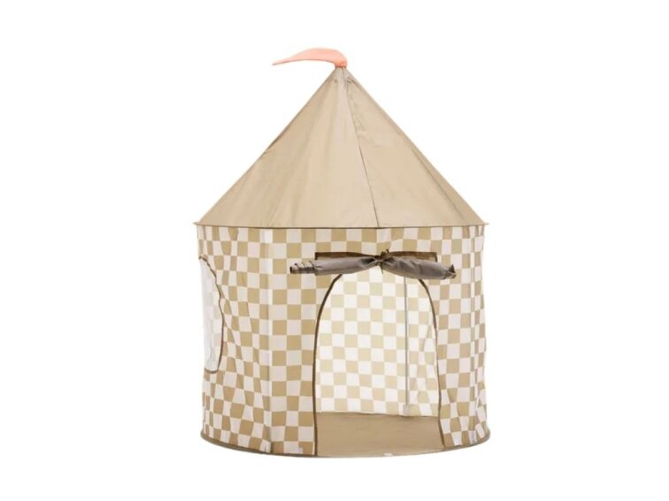 Hrací stan kostkovaný - khaki