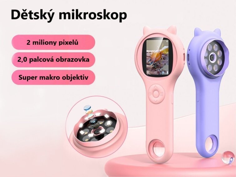 Digitální mikroskop pro děti Kočička - růžová