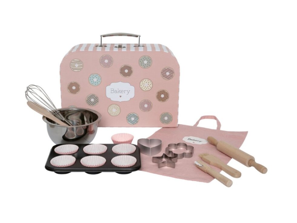 Dětský set na pečení v kufříku - růžový
