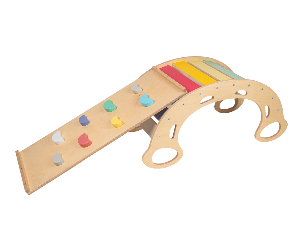 Dřevěná montessori houpačka PRO 5v1 set s prknem 2v1 fresh