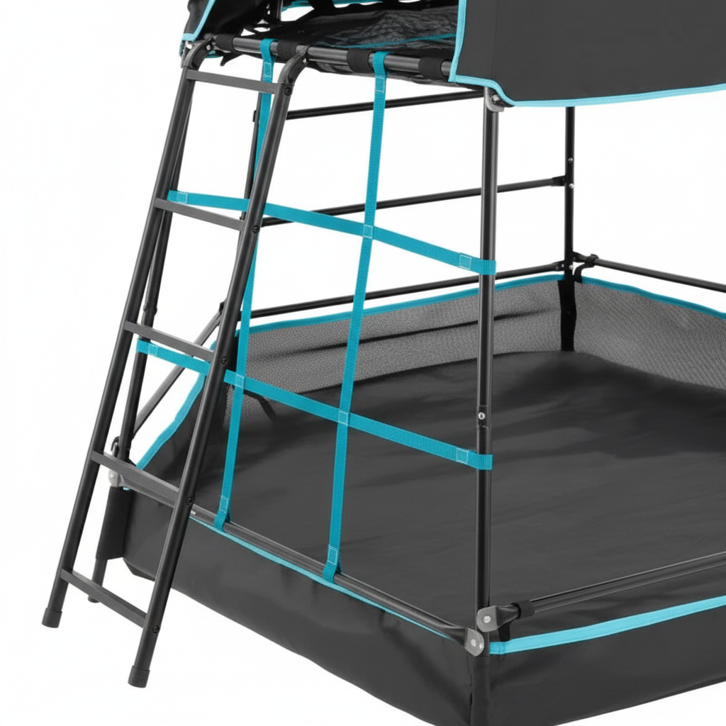 Kovová prolézačka Explorer s hrací plochou rozšířená černá