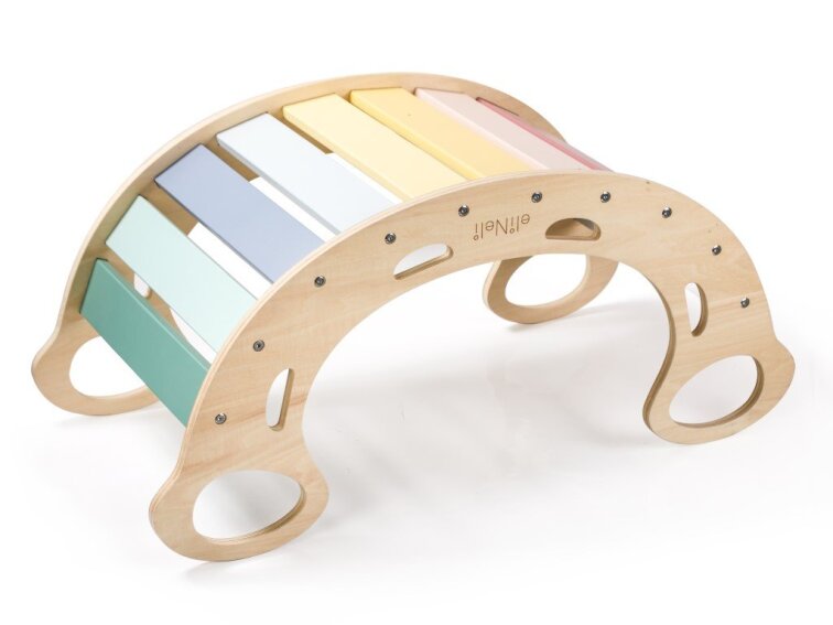 Dřevěná montessori houpačka PRO 5v1 pastel