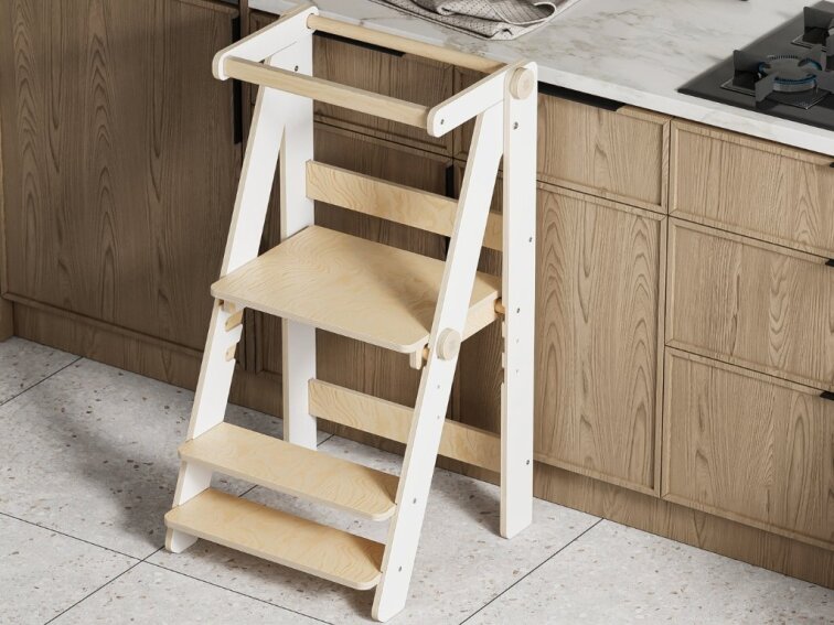 Skládací rostoucí učící věž Moon 92 cm - bílá