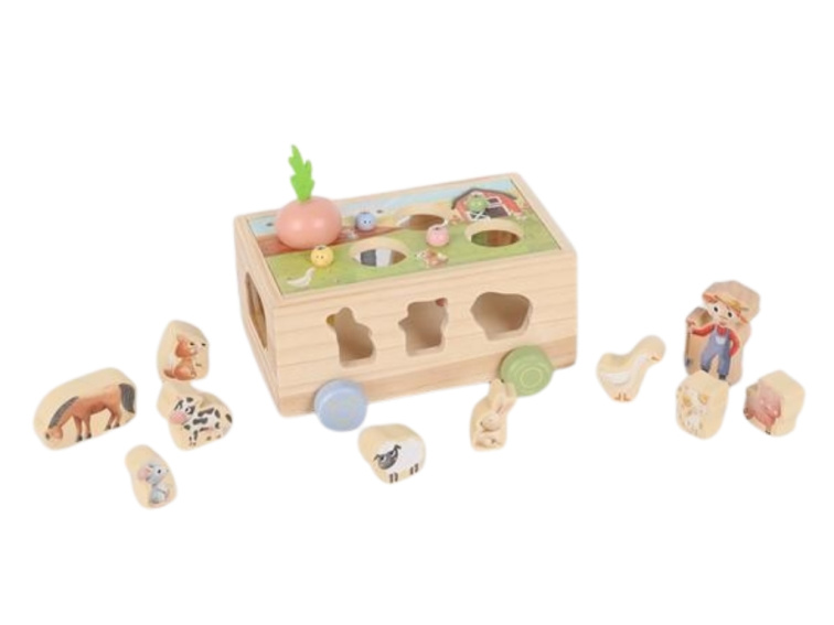 Multifunkční dřevěná pojízdná farma - Zvířátka