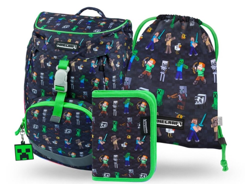 BAAGL 3 SET Airy Minecraft: hátizsák, tolltartó, táska, táska