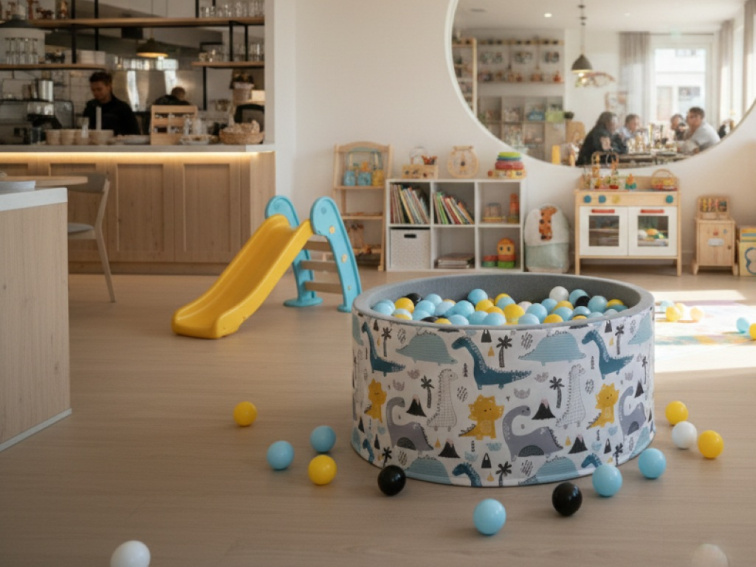 Dětský suchý bazének 90x40 s míčky 200 ks - Dinosauři