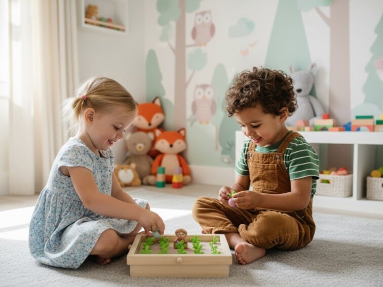 Dřevěná vkládačka Ředkvičky