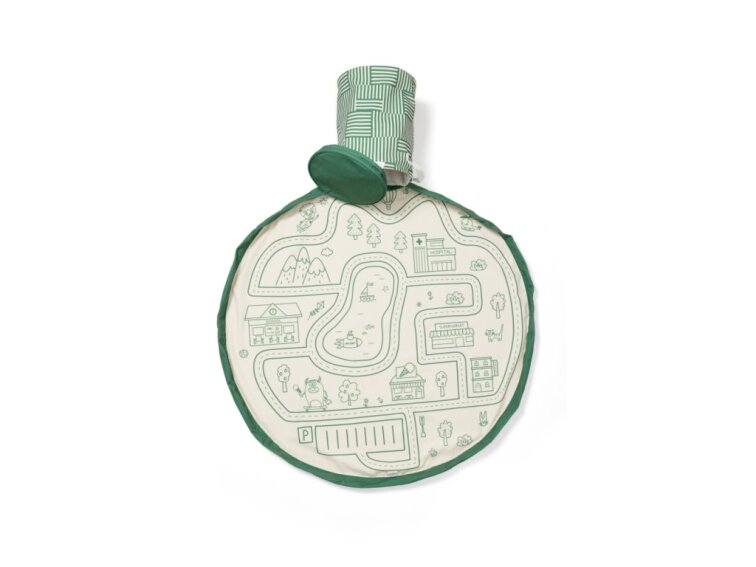 Stahovací vak na hračky a podložka s košem - silnice