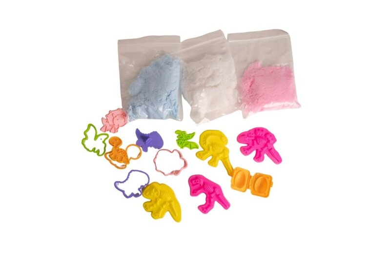 Kinetický sníh - sada Dinosaurus