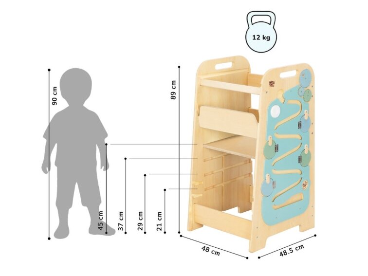 Učicí věž Play 5v1 - 89 cm Mint