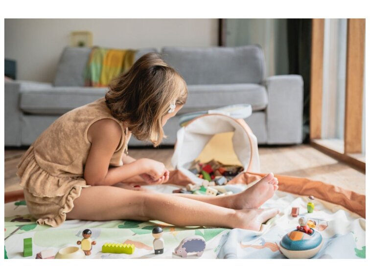 Stahovací vak na hračky a podložka s košem - ZOO