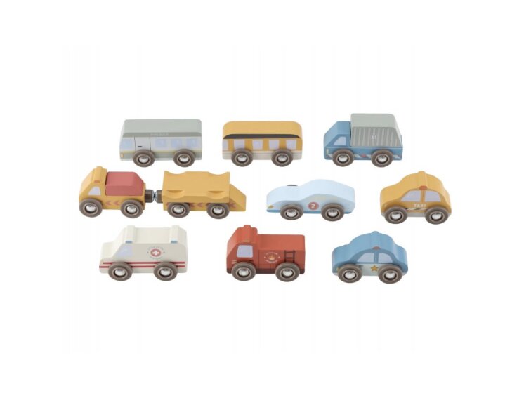 Sada dřevěných autíček