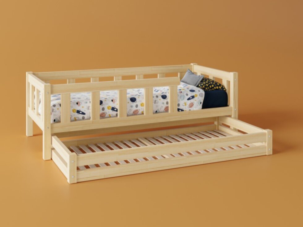 Set - Dětská postel se zábranou (plůtkem) 90x200 cm - na nožkách + matrace
