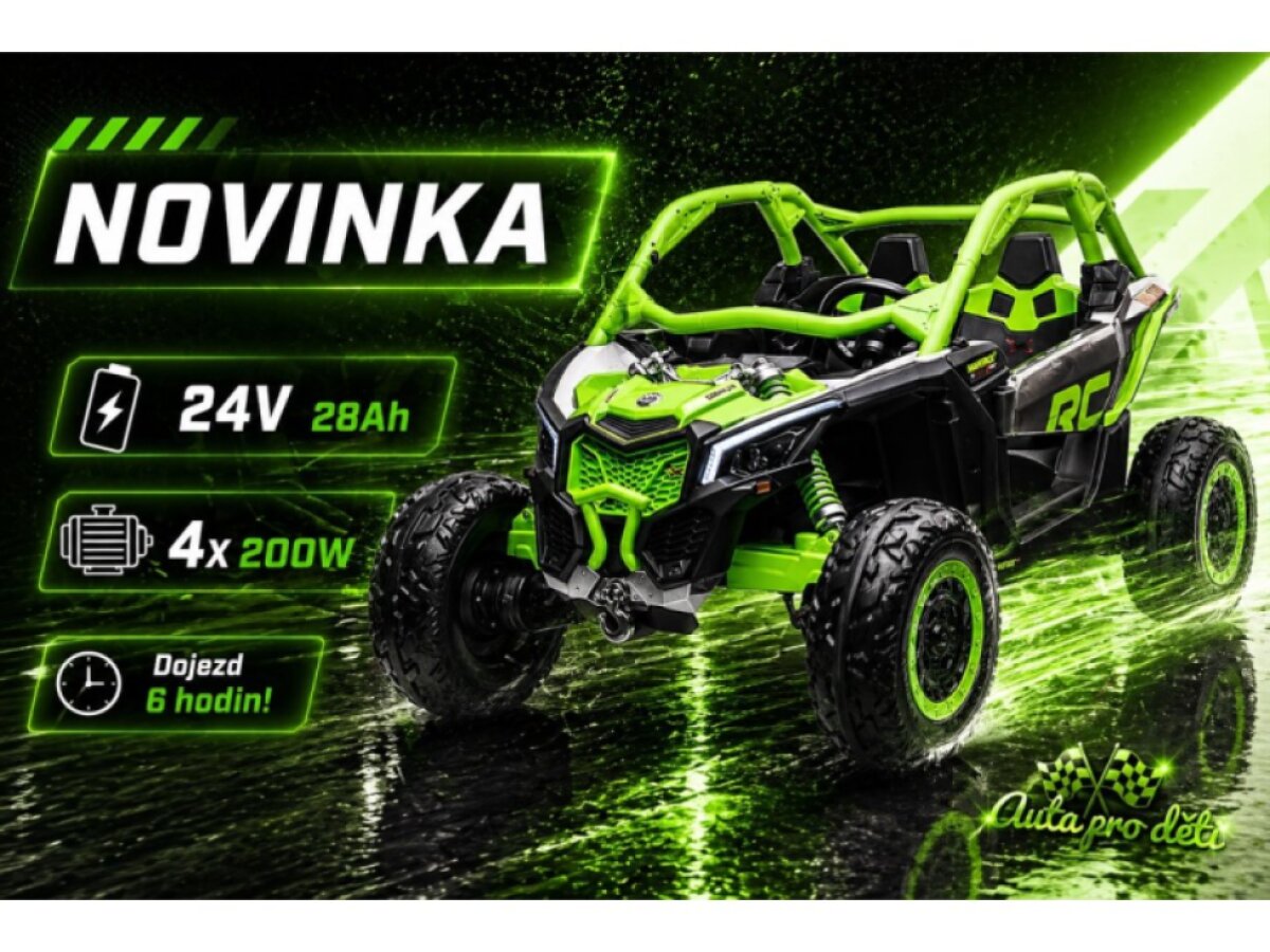 Dětská buggy CAN-AM Maverick XXL 4X200W 24V 28Ah - zelená