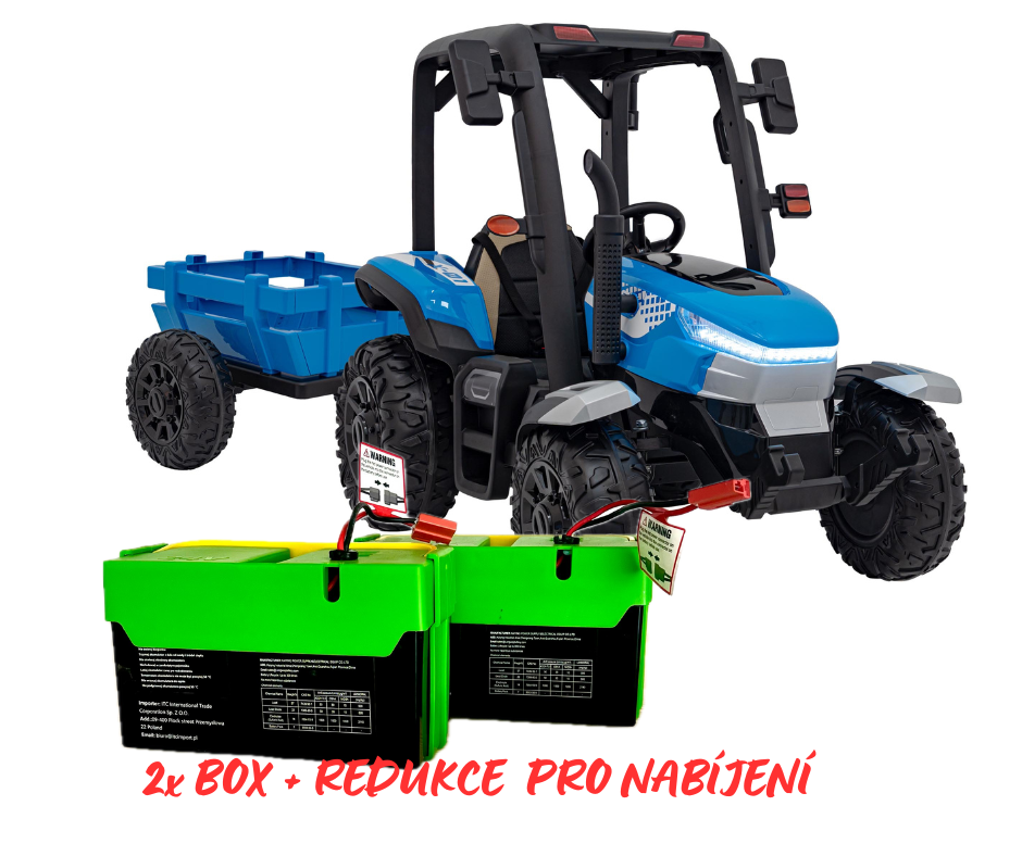 Elektrický traktor s valníkem pro děti BLAST 206 | 2x200W | + BOX 7Ah | modrá