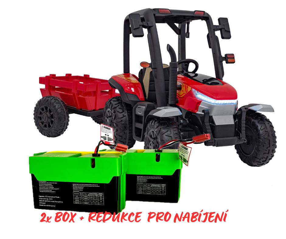 Elektrický traktor s valníkem pro děti BLAST 206 | 2x200W | + BOX 7Ah | červená