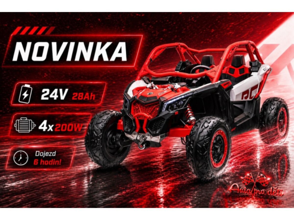 Dětská buggy CAN-AM Maverick XXL 4X200W 24V 28Ah - červená