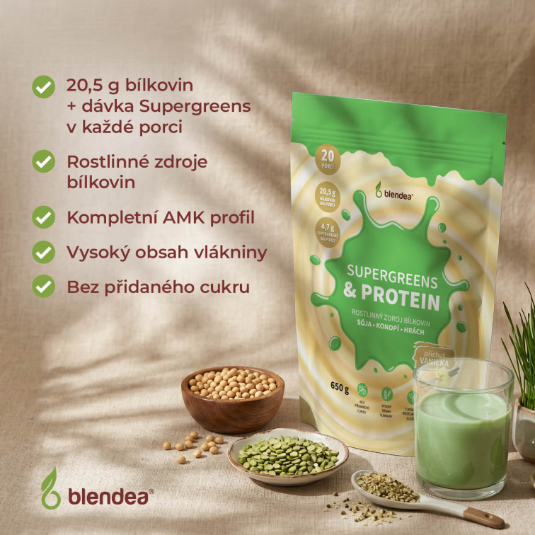 Supergreens Protein vanilka 650 g