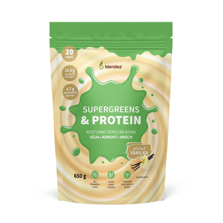 Supergreens Protein vanilka 650 g