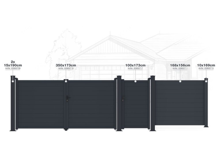 Brána G21 Orlando 350x173 cm dvojkrídlová, antracitová