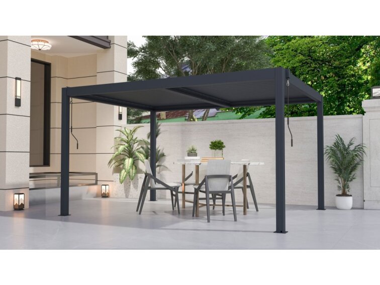 Bioklimatická pergola G21 Austin 4x3 m, antracitová hliníková